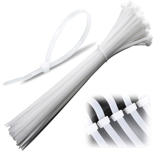 Small White Cable Ties, 100 PCS Nylon Plstic Tie, Clear/White Plastic Tie Wraps, Indoor and Outdoor Use Cable Management Wires Office Garden Christmas Zip Ties