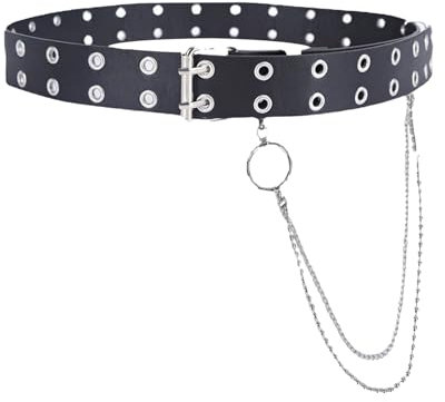 XDGBGFN Punk Gürtel mit Hosenkette Doppelloch Nietengürtel Hosenkette mit Abnehmbaren Gothic Gürtel für Kleid Kleidung Hosen Jeans für Frauen Männer