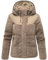 MARIKOO Damen Teddyfleece-Jacke warme Gesteppte Plüschjacke in angesagtem Materialmix mit Kapuze Kaguraa 16 Stone Brown Gr. XXL