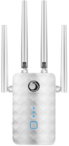 NEUE LÖSUNGEN Repetidor WiFi Dual Band 2.4GHz/5GHz (300 Mbps/1200 Mbps), Amplificador Señal WiFi, Extensor de Rango, Mesh, Puerto Ethernet, Alta Potencia, Fácil Instalación WPS, Blanco