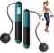 Ropeless Skipping Rope, Cordless Skipping Ropes for Adults, Wireless Skipping Rope with Counter, Smart Digital Gravity Ball Jump Rope without Rope for Home Workout Equipment for Women Men (Green-A)