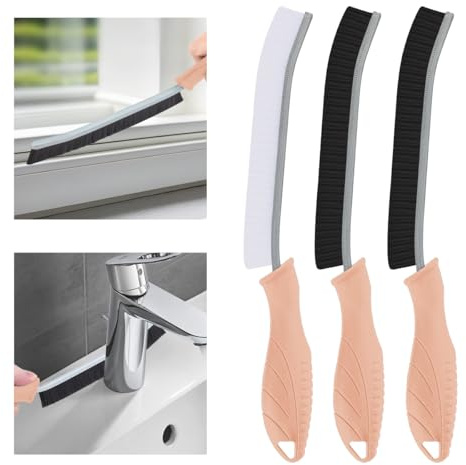 TQRR Hard Bristle Crevice Cleaning Brush UK-Thin Gap Cleaning Brush, Grout Brush, Kitchen Brush, Cleaning Tools for Toilet, Bathroom, Home, Bathtub, Sink, Household, Window (3, Pink) | Narrow Gap Cleaning Brush, Cleaning Tools for Toilet, Bathroom, Kitchen, Sink, Grout (3, Pink)
