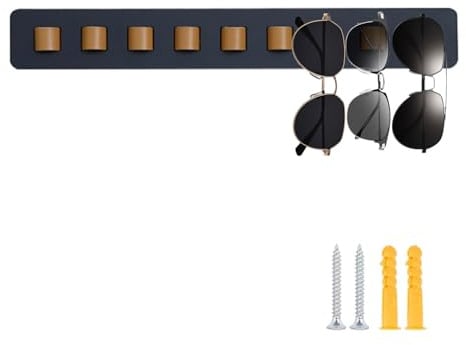 Jilskl Espositore Occhiali, 40cm Portaocchiali a Parete, 9 Scomparti, Nero | Supporto Per Occhiali Parete in Legno, Per Appendere Gli Occhiali, Adatto a Soggiorno, Camera da Letto, Bagno