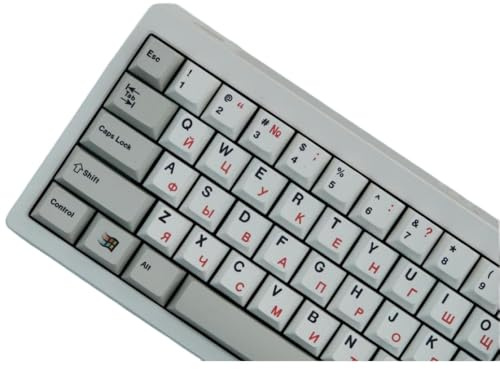 DIWUCXCA Russian Grey -and White Keycap Set 128 PBT -Farbstoff mechanische Tastaturschlüsselkaps kompatibeles Profil