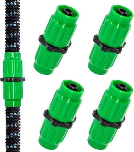 Kuleyang Expandable Hose Repair Kit, 4 Pcs Durable Plastic Connectors, Dual-Channel Male Female Fittings for Garden Hose Repair, Universal Fit
