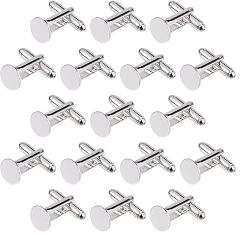 SUPERFINDINGS 30 Stück Blanko Manschettenknöpfe Für Herren 10mm Runde Manschettenknöpfe Platin Manschettenknopf Rohling Messing Manschettenknopf DIY Für Herrengeschenke