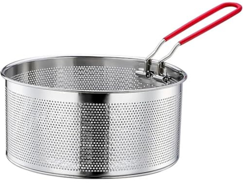 Little Lorien Edelstahl Frittierkorb mit abnehmbaren–pasta sieb für topf,edelstahl siebkorb & frittiersieb–frittierkorb für topf für Küche,Pommes,Gemüse & Nudeln–platzsparend (20 cm)