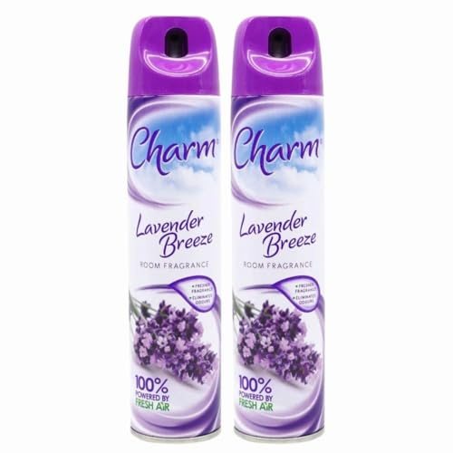 Charm Lavender Breeze Air Freshener Spray 240ml x 2 – Long Lasting Odour Eliminator, Relaxing Floral Scent for Home & Bathroom Room Freshenerwith Welari Thank You Card | (2 Pack)
