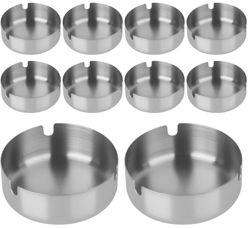 10 Stück Aschenbecher Set, Edelstahl aschenbeche, Taschenaschenbecher Für Draußen Innen, Ashtray Langlebig und schlagfest für draussenwaschbar Für Partys, Grillabende, Home Office, Balkon