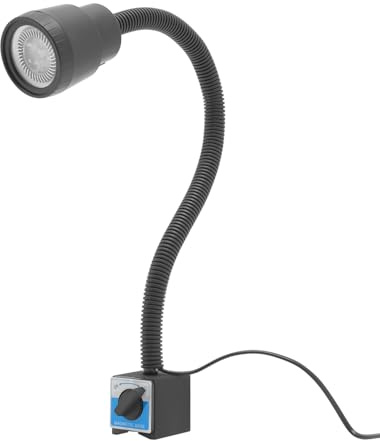 Lampe de travail LED pour machine avec pied magnétique | Lampe d'atelier flexible et réglable avec double tuyau (50 cm) | IP50, 600 lumens, idéale pour tour, fraiseuse et atelier