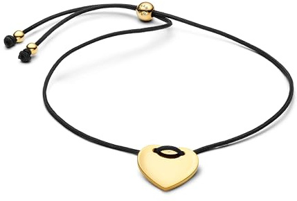 Pandora Cœur gravé Cordon Noir Fermeture coulissante avec Alliage plaqué Or 14 carats, Taille : 28 cm, 564420C01-2