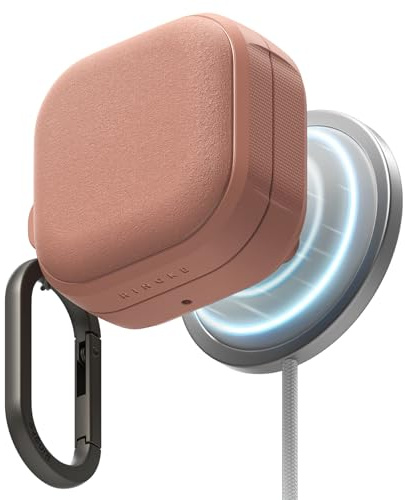 Ringke Onyx Magnetic für Samsung Galaxy Buds 4 Pro / 4 Hülle, [Kompatibel mit MagSafe] rutschfeste Stoßfeste Griffig Schutzhülle für Magnetisches Laden mit Karabiner - Constant Coral