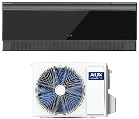 A++ AUX Klimaanlage Set 18000 BTU (5,1 kW) - Außengerät + 18000 BTU Wandgerät mit WLAN - R32 Kältemittel - Hochglanz Schwarz - leise Splitanlage für 1 Raum - smart & anschlussfertig