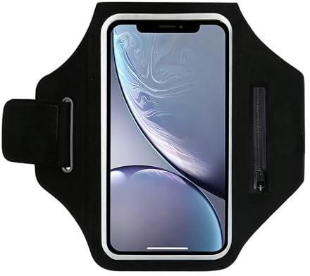 Brazalete Movil Running Porta Movil hasta 6,9, Ajustable Transpirable, con Bolsillo Auriculares Cremallera, para Correr Gimnasio Entrenamiento, Compatible con iPhone y Galaxy