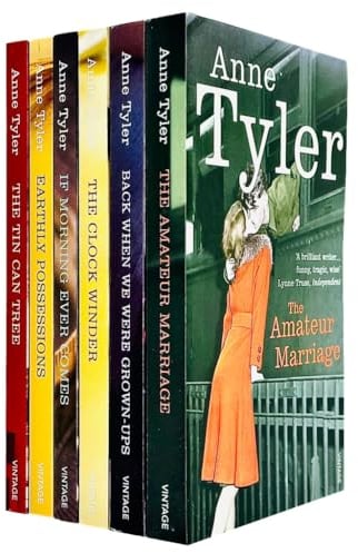 Anne Tyler 6 book collection - 'the Tin Can Tree' 'Earthly Possessions' 'If Morning Ever Comes' 'The Clock Winder' 'Back When We Were Grown Ups' 'The Amateur Marriage'