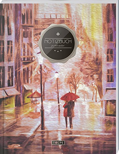 TULPE Punktraster Notizbuch A4 „C105 Paris“ (140+ Seiten, Vintage Softcover, Punktkariertes Papier - Bullet Journal, Dickes Notizheft, Skizzenbuch, Tagebuch, Gepunktete Seiten, Dot Grid Notebook)