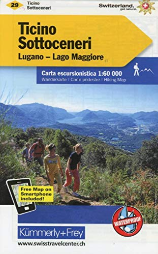 Kümmerly+Frey Wanderkarte 29 Ticino, Sottoceneri 1:60.000: Mit Valle Maggia und Leventina. Wetterfest, matt laminiert und mit free Download