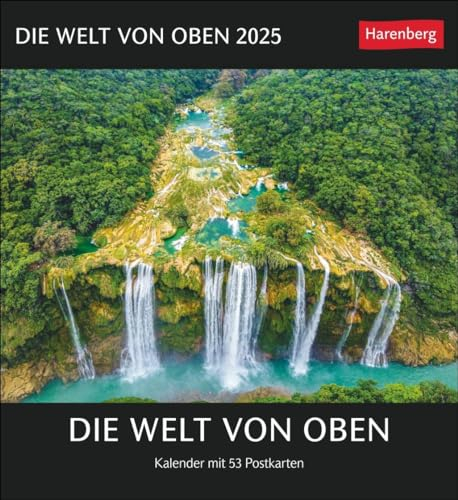 Die Welt von oben Postkartenkalender 2025 - Kalender mit 53 Postkarten: Spektakuläre Luftaufnahmen in einem Wochen-Tischkalender zum Aufstellen. Kalender mit Postkarten zum Sammeln und Verschicken