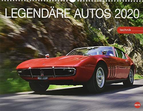 Legendäre Autos. Wandkalender 2020. Monatskalendarium. Spiralbindung. Format 44 x 34 cm