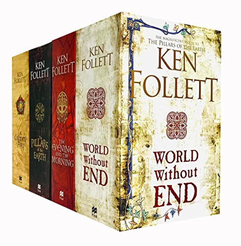 Colección de novelas de Kingsbridge, 4 libros de Ken Follett (La tarde y la mañana, Los pilares de la tierra, Un mundo sin fin, Una columna de fuego)