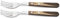 Tramontina Churrasco Set of 2 Heavy Duty Jumbo Steak Forks Brown Wooden Handles