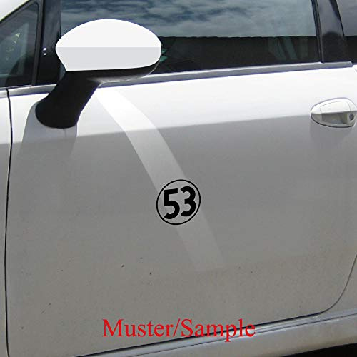 Aufkleber Tattoo 10cm schwarz Auto Tür Fenster Heck Klebe Folie Herbie Nr Startnummer 53