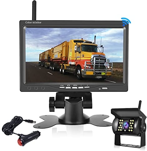 Drahtlose Rückfahrkameras System,HD-Rückfahrkamera-Kit -7 TFT LCD HD Farbe Auto Monitor mit Nachtsicht Wireless Rückfahrkamera geeignet für LKW, Van, Geländewagen (12-24 Volt)