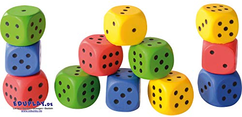 EDUPLAY 130286 Knautschwürfel 4 cm, 4 x 4 x 4 cm, 12-teilig (Farbe zufällig, 1 Set)