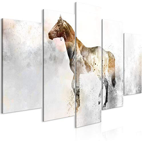 murando - Wandbilder XXL Tier 200x100cm 5 tlg - Wand Deko Leinwand Bilder Groß Wanddeko Wohnzimmer Schlafzimmer Kunstdrucke - Pferd Abstrakt wie gemalt g-C-0259-b-m