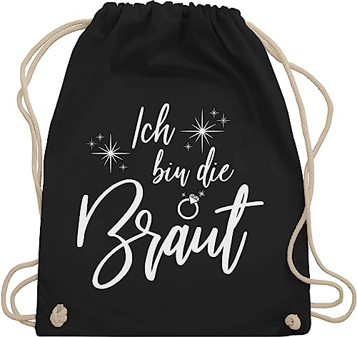 Turnbeutel Rucksack - JGA Junggesellenabschied Frauen - Ich bin die Braut Bride - Unisize - Schwarz - hen party accessories brauttaschen jungesselnabschied juterucksäcke brautbeutel