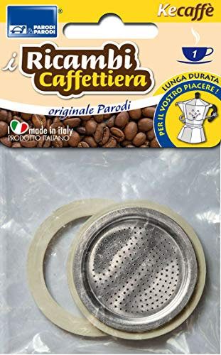 PARODI & PARODI 601 Tasse de rechange compatible bialetti et autres marques 1 filtre moka + 2 joints pour cafetière, neutre, standard