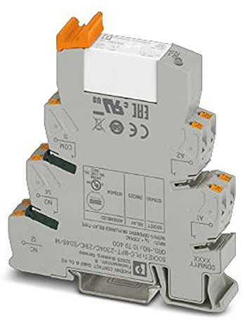 PHOENIX CONTACT PLC-RPT-230AC/21HC/SO46/HI Relaismodul mit Push-in-Anschluss, und steckbaren Miniaturrelais für hohen Dauerstrom, 10 Stück