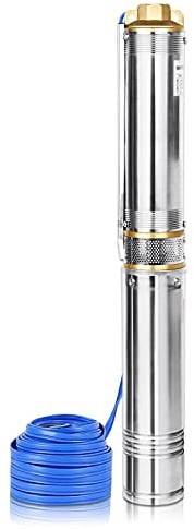 UISEBRT Pompa sommersa per fontane 4 pollici 1,1KW- pompa in acciaio inox per pozzi con portata di 4.000 l/h resistente alla sabbia con filtro antisporco, per irrigazione da giardino o uso domestico