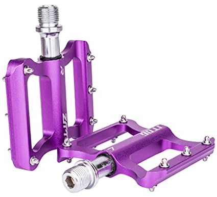Colcolo 9/16 Bike Flat Pedals, Leichte Bergstraße Fahrradplattform Pedals Du Versiegelte Lager rutschfeste BMX MTB Mountain Road Fahrradpedale, Lila