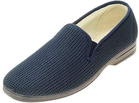 Calzados Romero ALCALDE. Zapatilla Rejilla Nailon de Hombre. Para Casa y Calle. Transpirable. Primavera Verano. Piso Goma. ANCHO ESTÁNDAR. Modelo 25. Marino talla 46