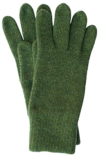 FosterNatur , Damen Handschuhe Fingerhandschuhe Winterhandschuhe, 100% Wolle extrafine (Grün, Gr. 7)