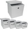 A406 4x Foldable Storage Boxes with Lid Storage Basket with Lid Fabric Cubes with Handles Collapsible Fabric Organiser Clothes Storage Box (X-Large- 35x35x35cm, White)