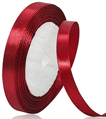 Burgunder Satinband 10mm x 22Meters Schleifenband Weinrot Geschenkband Dekoband Stoffband für Geschenk, Basteln, Nähprojekte, Haarschleifen, Brautstrauß, Hochzeits Dekoration