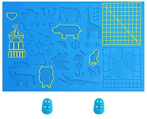 Shiwaki Tampon en silicone 3D, tampon pour stylo d'impression 3D, tampon en silicone à motif animal pour stylo de dessin 3D (41,5 x 27,5 cm) avec 2 manchons de protection des doigts pour les débutants