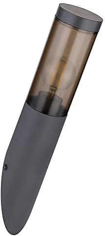 etc-shop Außenwandlampe Wandleuchte Edelstahl Wandleuchte Fackel Aussen Gartenlampe, anthrazit rauch, 1x E27, DxH 7,6x40 cm