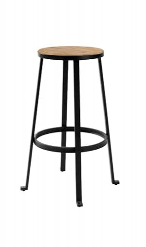 Generic Hocker für den Innenbereich, Industrie-Design, Schwarz, Massiv, Ulme, natürliches Finish