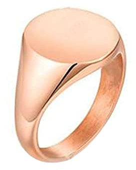 Daesar Edelstahl Ring Damen Rosegold, Frauen Ringe Personalisiert Siegelring 14MM Poliert Partnerringe Freundschaftsringe Gr.55 (17.5)