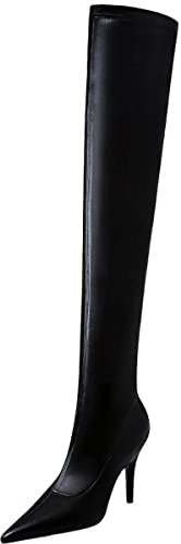 Zaylee Stivali sopra il ginocchio da donna a stiletto, elasticizzati, EU41-nero