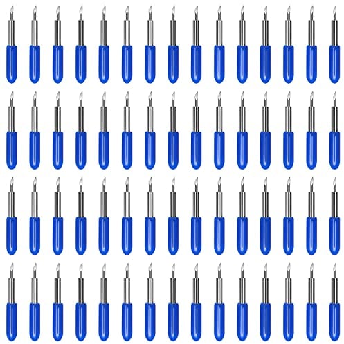 CJRSLRB 60° Deep Cut Replacement Blades for Cricut Explore Air 2/Air 3/Maker/Maker 3/Expression, 60Pcs Blue Cap, Stainless Steel, Fine Point, Thick Vinyl Fabric Cutting