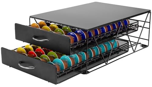 SYSYLY Kapselhalter Schubladen Kompatibel für Dolce Gusto kapseln,2 Tier Metall Kapselschublade zur Aufbewahrung von 80 Kapseln,Kapsel Aufbewahrungsbox.