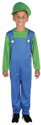 Rubies 301746M000 Plumber Kids Fancy Dress, Boys, Girls, Green/Blue, 9-10 Years Halloween Halloween