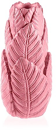 Youartme Deko Vase Bonbonrosa 110 x 110 x 230 mm - Modern Vasen Deko Hohe - Aesthetic Flower Vase - Beton Dekovasen - Dekovase Hoch - Dekoration für Innenbereich