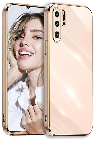 POUHYE Handyhülle für Huawei P30 Pro Hülle Original, Mädchen Galvanisierte Kameraschutz Weich TPU Silikon Schutzhülle Ultra Dünn Case Stoßfeste Hülle für Huawei P30 Pro Rosa
