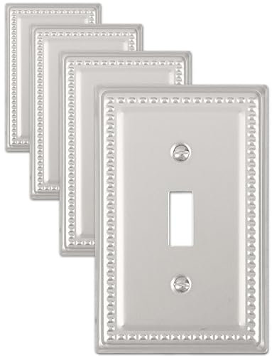 ZILLSEA 4-Pack Light Switch Cover, Decorative Satin Nickel Switch Plate Cover, Metal Single Toggle Wall Plates, Midsize