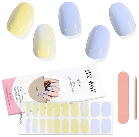 Kalolary Gel Nail Polish Strips, Nail Gel Art Sticker Waterproof Full Nail Wraps Decal Sets with Nail File and Stick for Women Girls Nail Art Decor (UV/LED Lamp Required) (A)